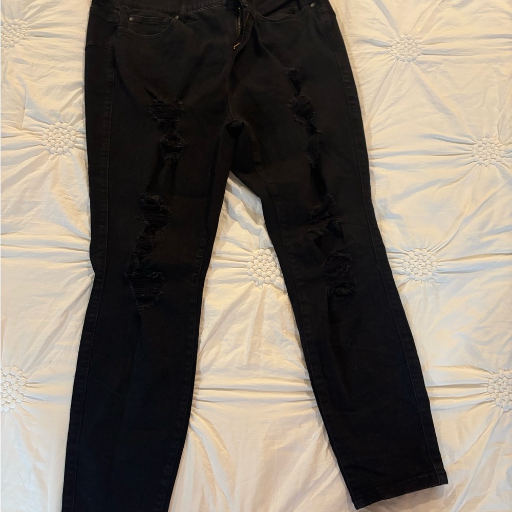 Torrid Black Distressed Skinny Jeans
